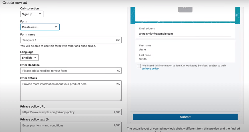 Assign an internal reference title to the form.